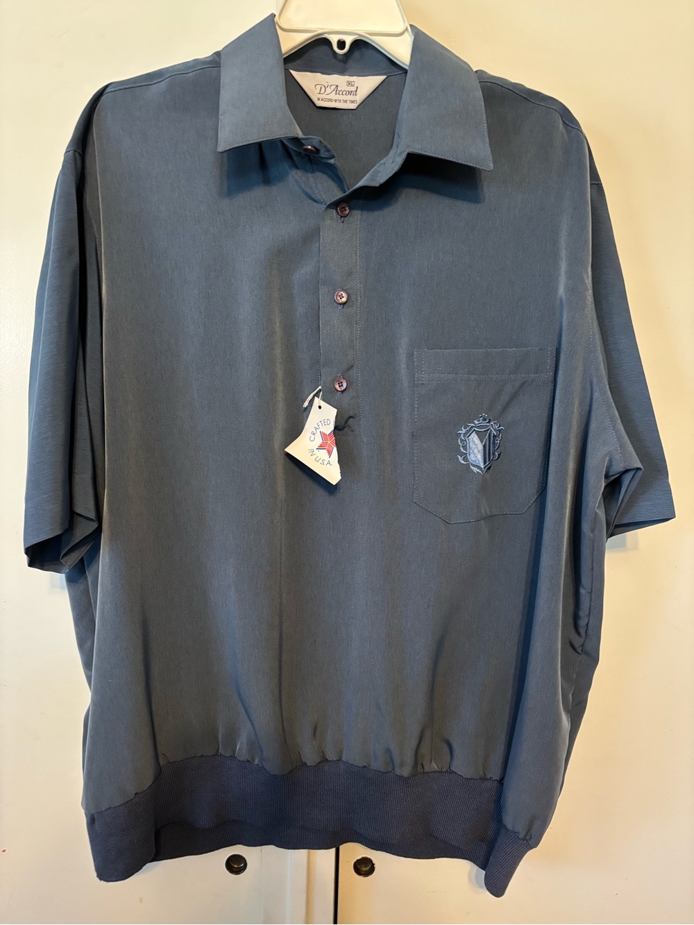 D’Accord Men's Short Sleeve Polo Shirt in Slate Blue Logo XL New